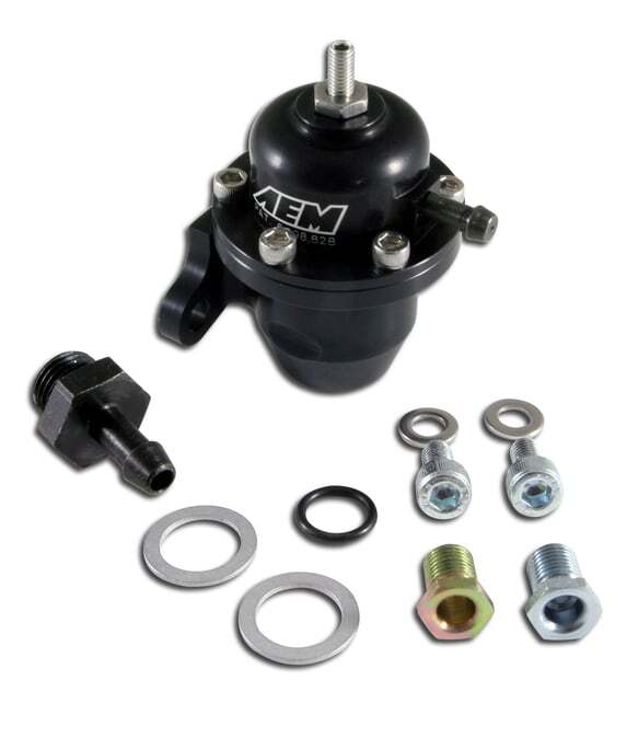 AEM 25-301BK Black High Volume Adjustable Fuel Pressure Regulator 