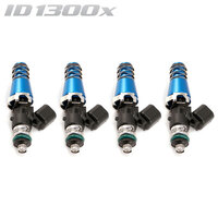 ID1300-XDS INJECTORS SET OF 4, 60MM LENGTH, 11MM BLUE ADAPTOR TOP, 14MM LOWER O-RING - NISSAN SR20/TOYOTA 3S-GTE/HONDA B/D SERIES