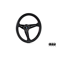 NARDI DEEP CORN PERFORATED LEATHER BLACK SPOKES 350MM