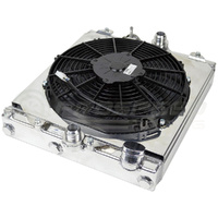 CSF RACING 2-ROW 42MM RACE SPEC ALUMINIUM HALF RADIATOR W/FAN SHROUD - HONDA CIVIC EG EK 91-00/MITSUBISHI EVO 7-9