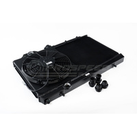 CSF RACING 1-ROW 31MM ULTRA HIGH PERFORMANCE RADIATOR W/12" FAN & SHROUD BLACK MITSUBISHI EVO 4-9