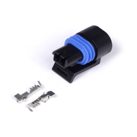 HALTECH PLUG AND PINS ONLY - DELPHI 2 PIN GM STYLE COOLANT TEMP CONNECTOR (BLACK)