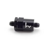HYBRID RACING UNIVERSAL INLINE FUEL FILTER -6AN TO -6AN - BLACK